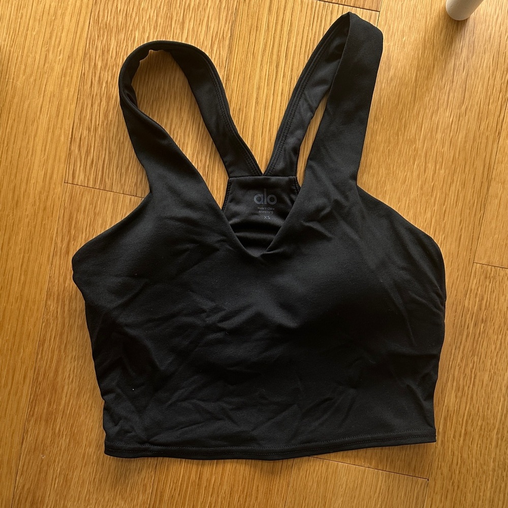 ALO Yoga Black V-Neck Sports Bra
